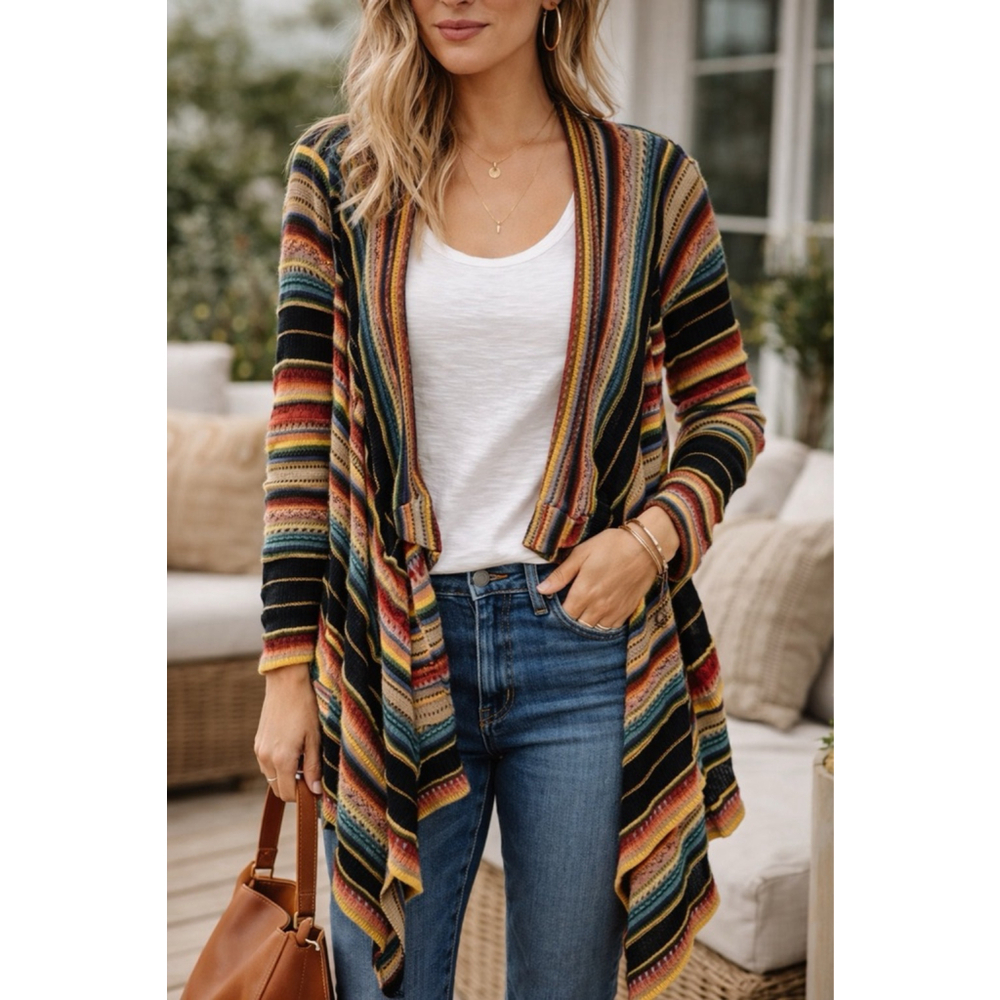 Polo Ralph Lauren Draped Serape Open Knit Cardigan Sweater Linen Silk Size M